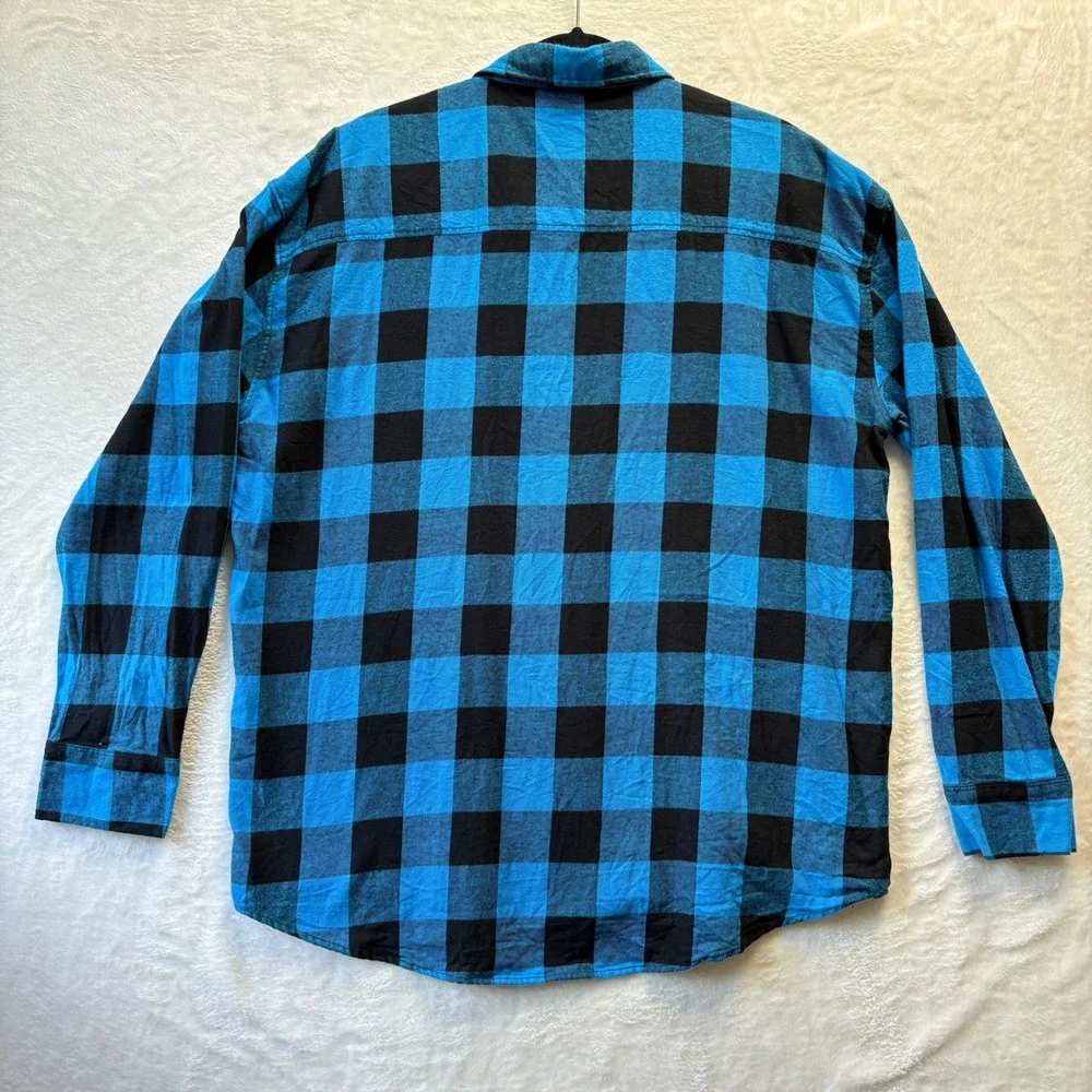 Miami Marlins Flannel Shirt Men Sz XL Blue Plaid‎ Genuine Merchandise MLB